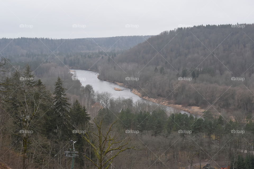 River in winter without snow around