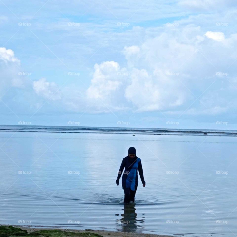 blue sky on the beautiful beach