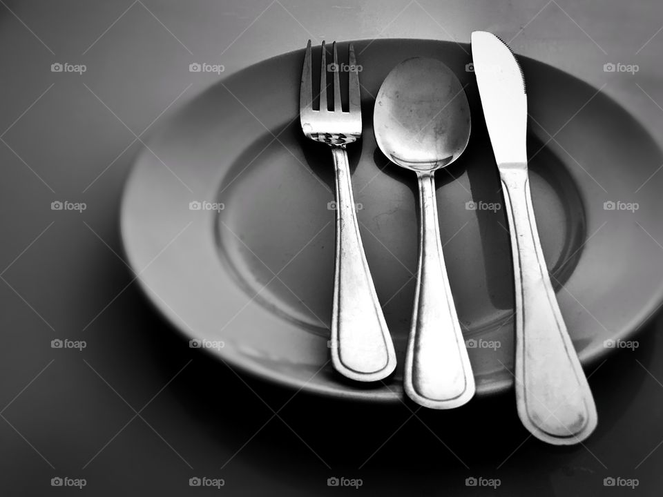 Cutlery on plate