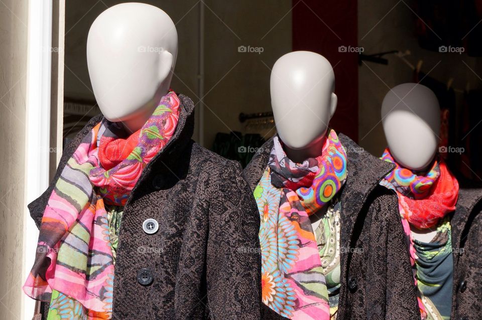 Mannequins showing some clothes for winter