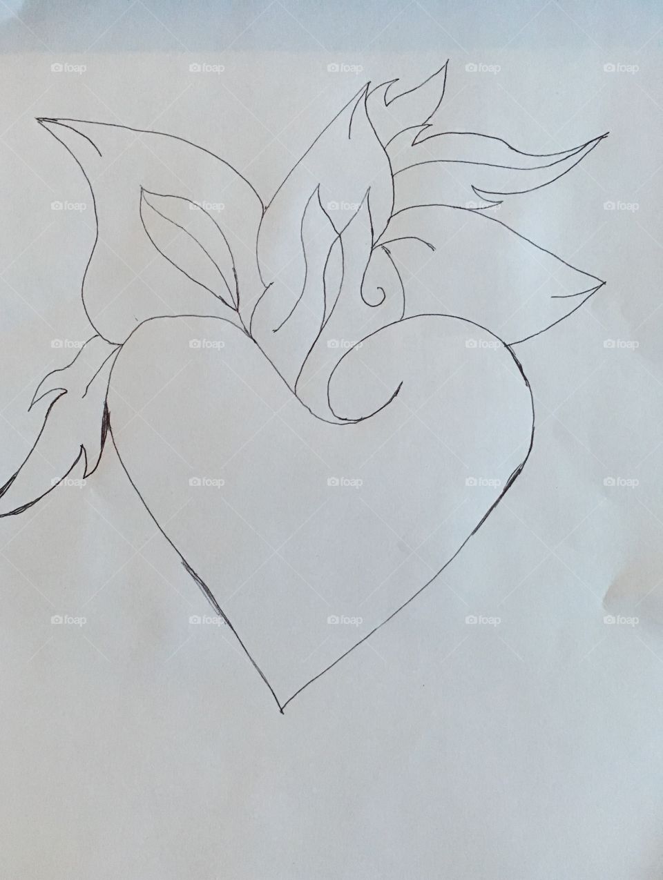 This is a drawing of a cute heart with flowers