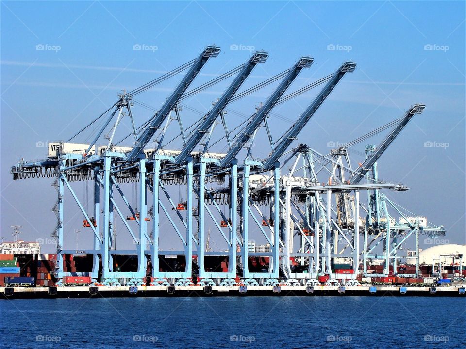 Cranes in the port of Long Beach, California