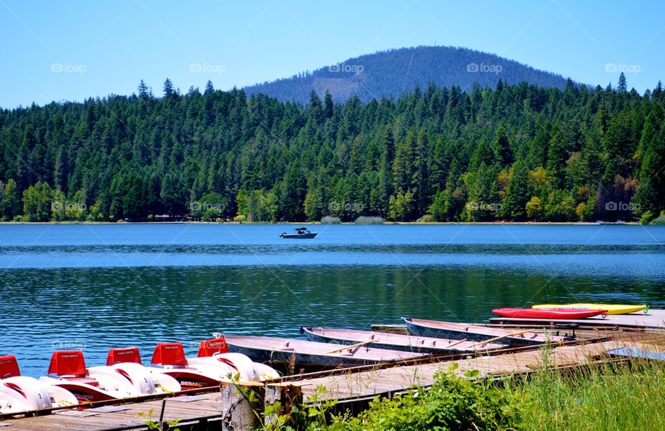 Boats on lake