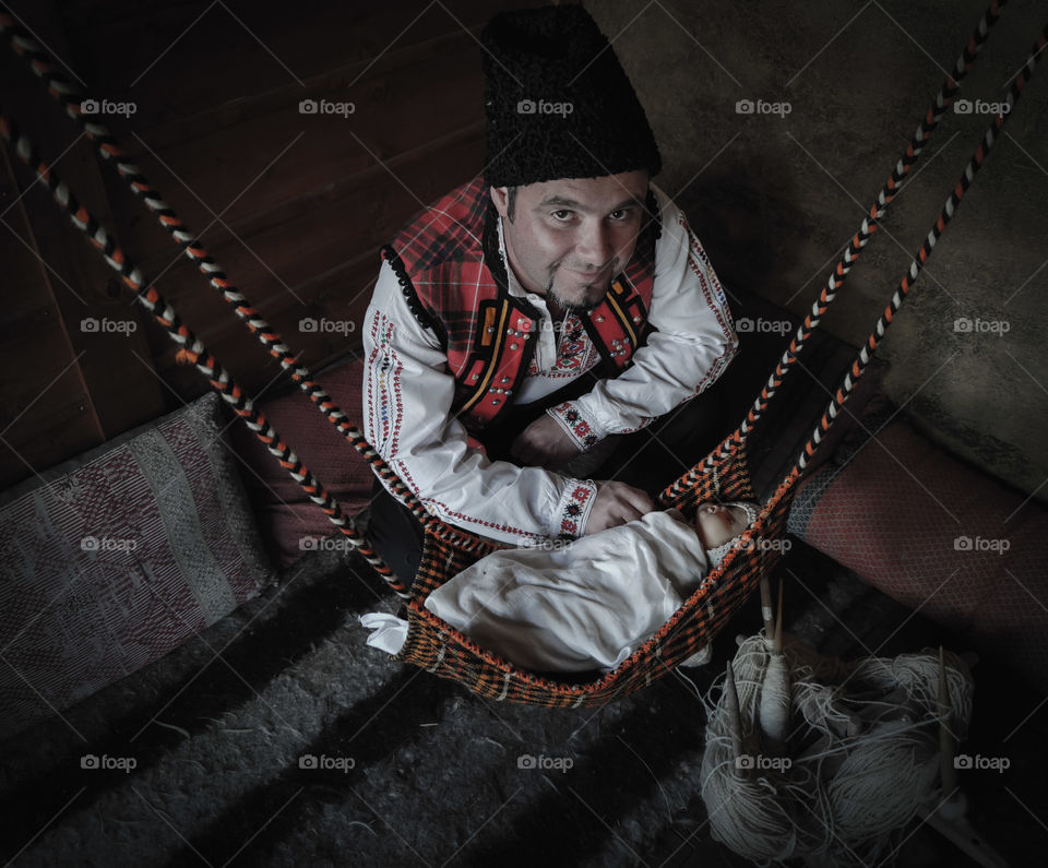 A man in traditional clothes of Bulgaria