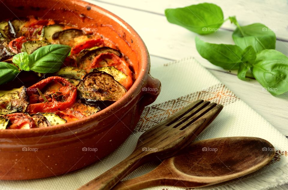 Closeup ratatouille casserole