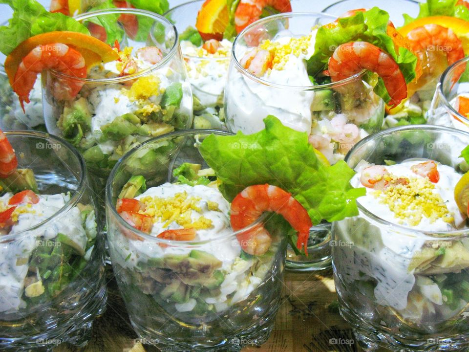food salad shrimp cocktail