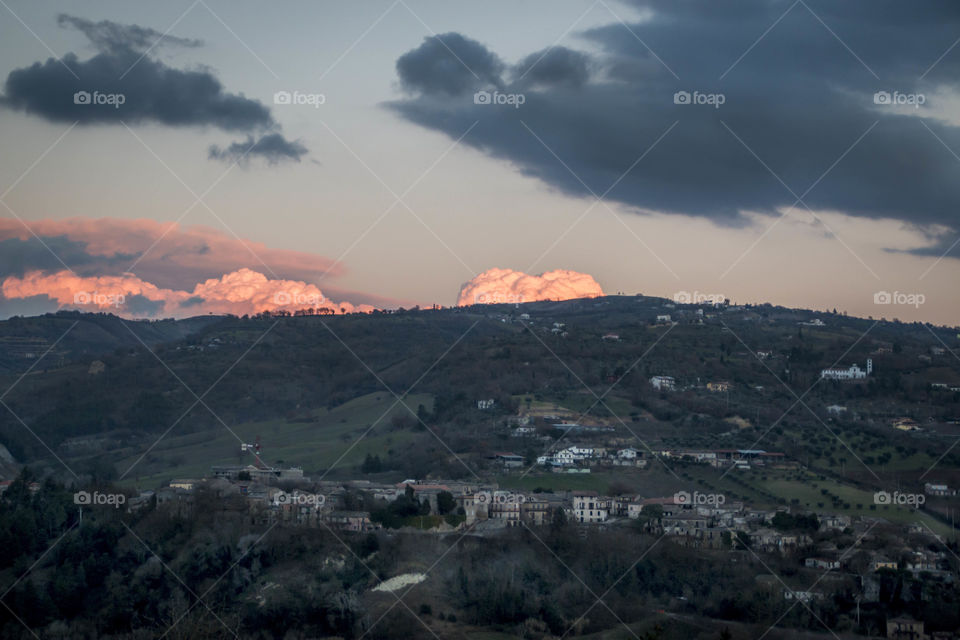 Italian landscape by sunset