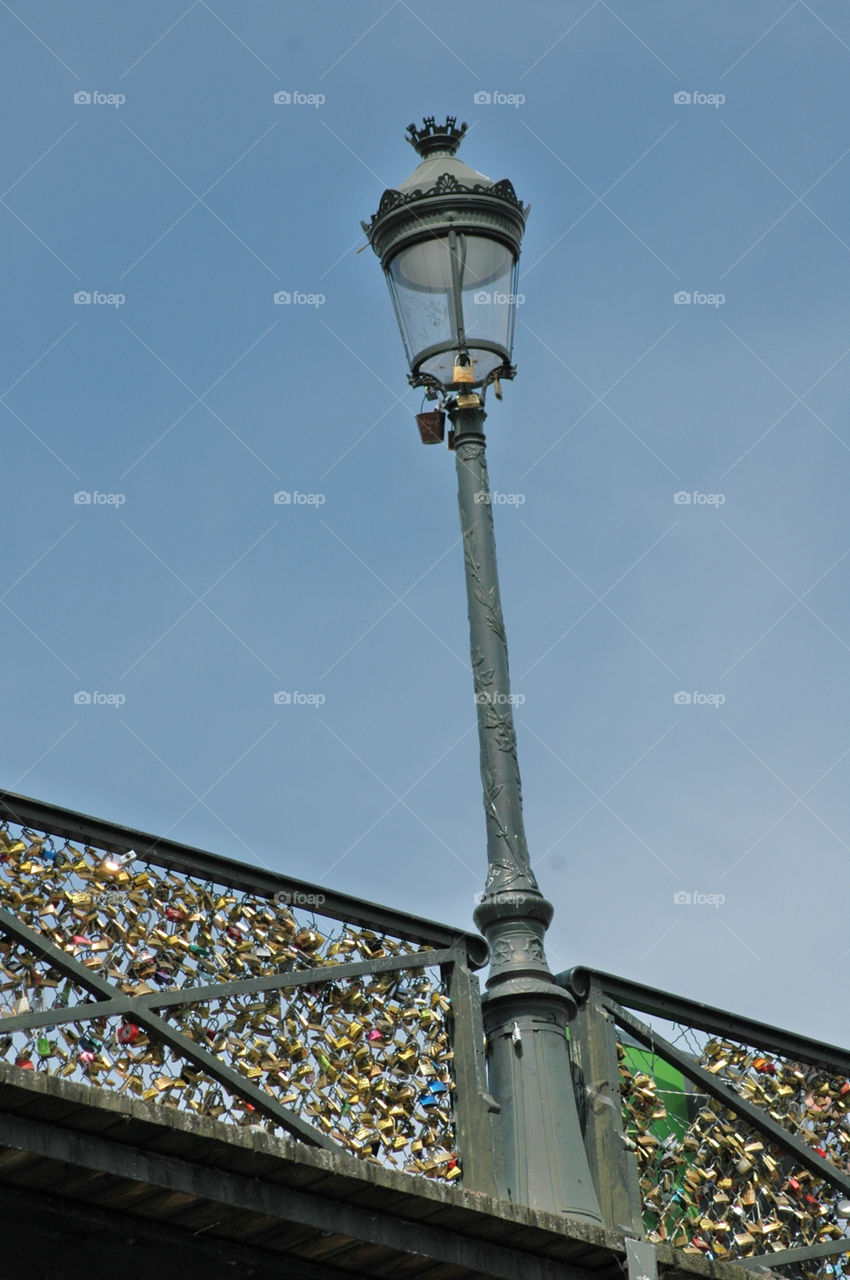 Padlocks on a bridge over the Seine