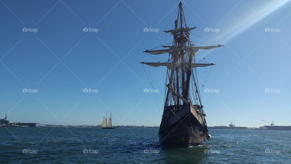 Ship on San Diego Bay, Southern California 