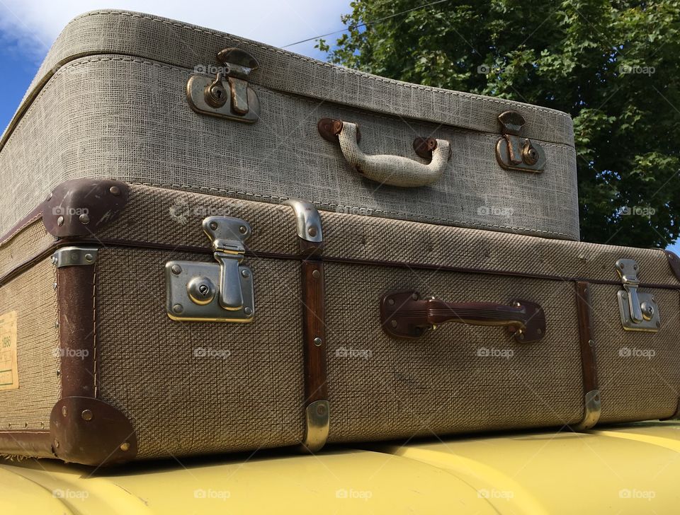 Retro suitcases ready for travelling.