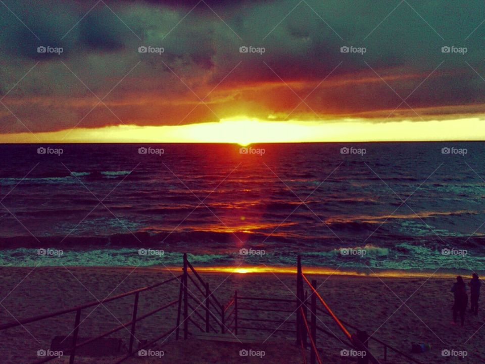 A view of the sunset on the Baltic Sea.