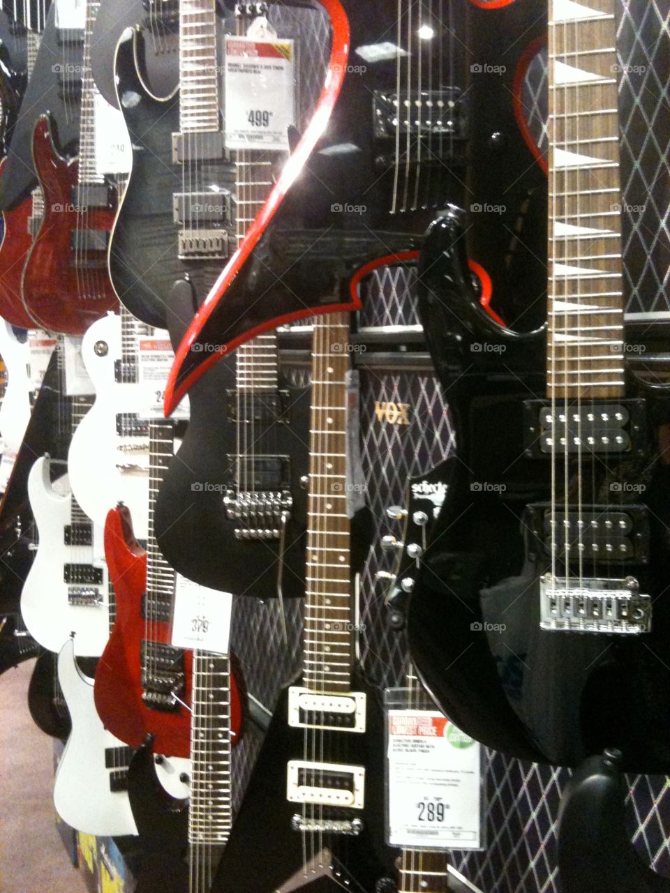 Music store. Guitars for sale