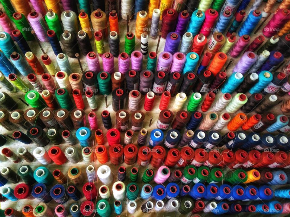 colorful sewing thread