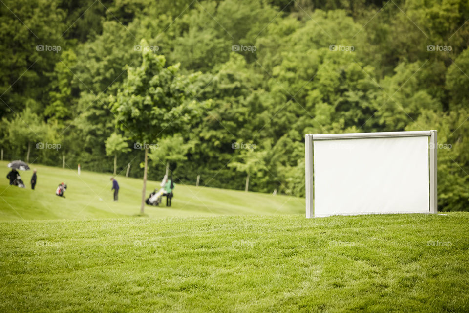 Golf court white sign