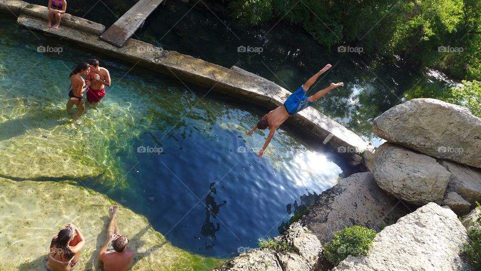 Diving into natural cavern hole