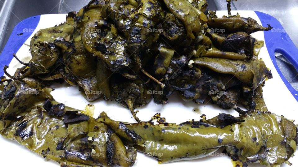 Fresh roasted green chilies!