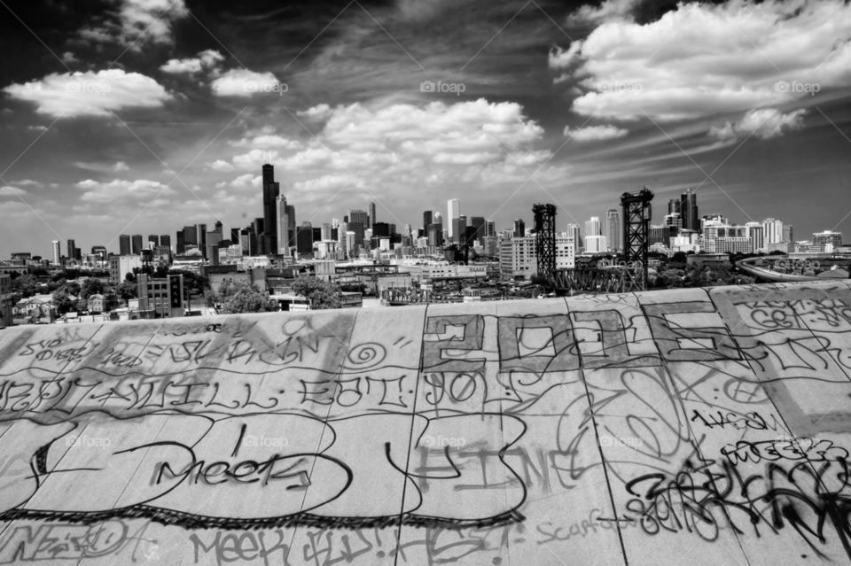 On top of abandoned factory , Chicago.
