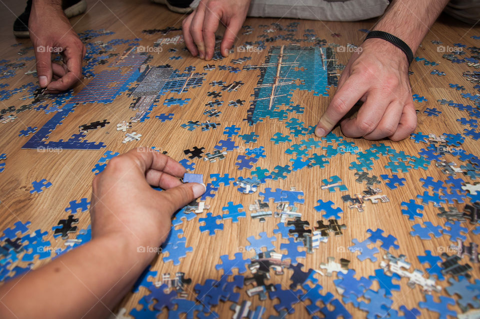 Working together on a puzzle