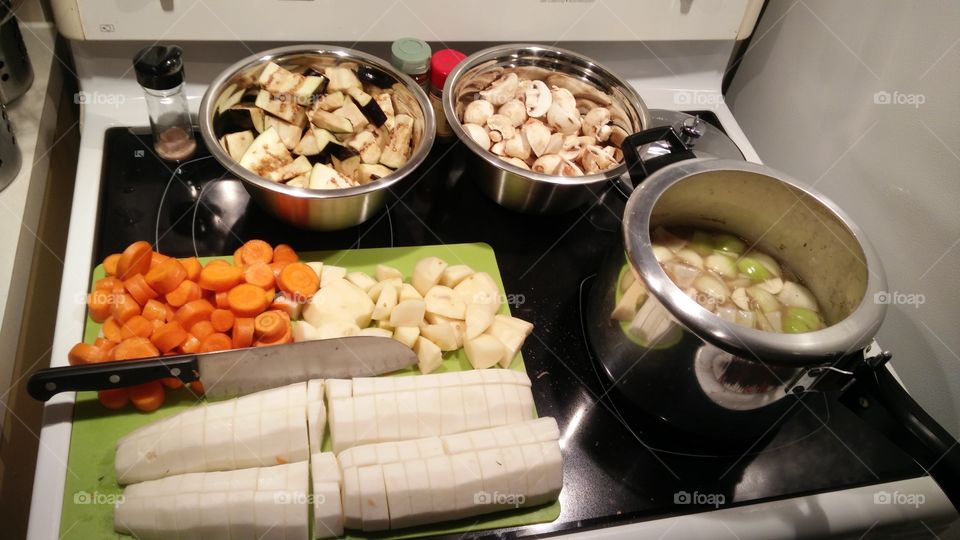 beef stew in preparation
