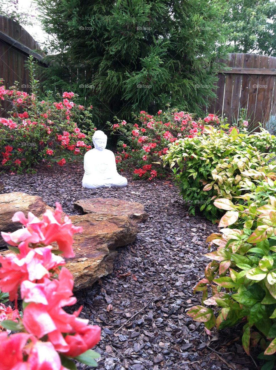 flowers garden buddha peace by spiffysavannah
