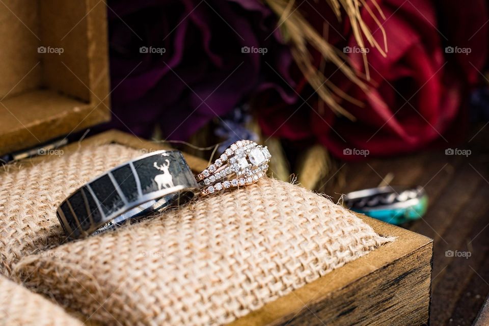 Wedding rings in decorative box