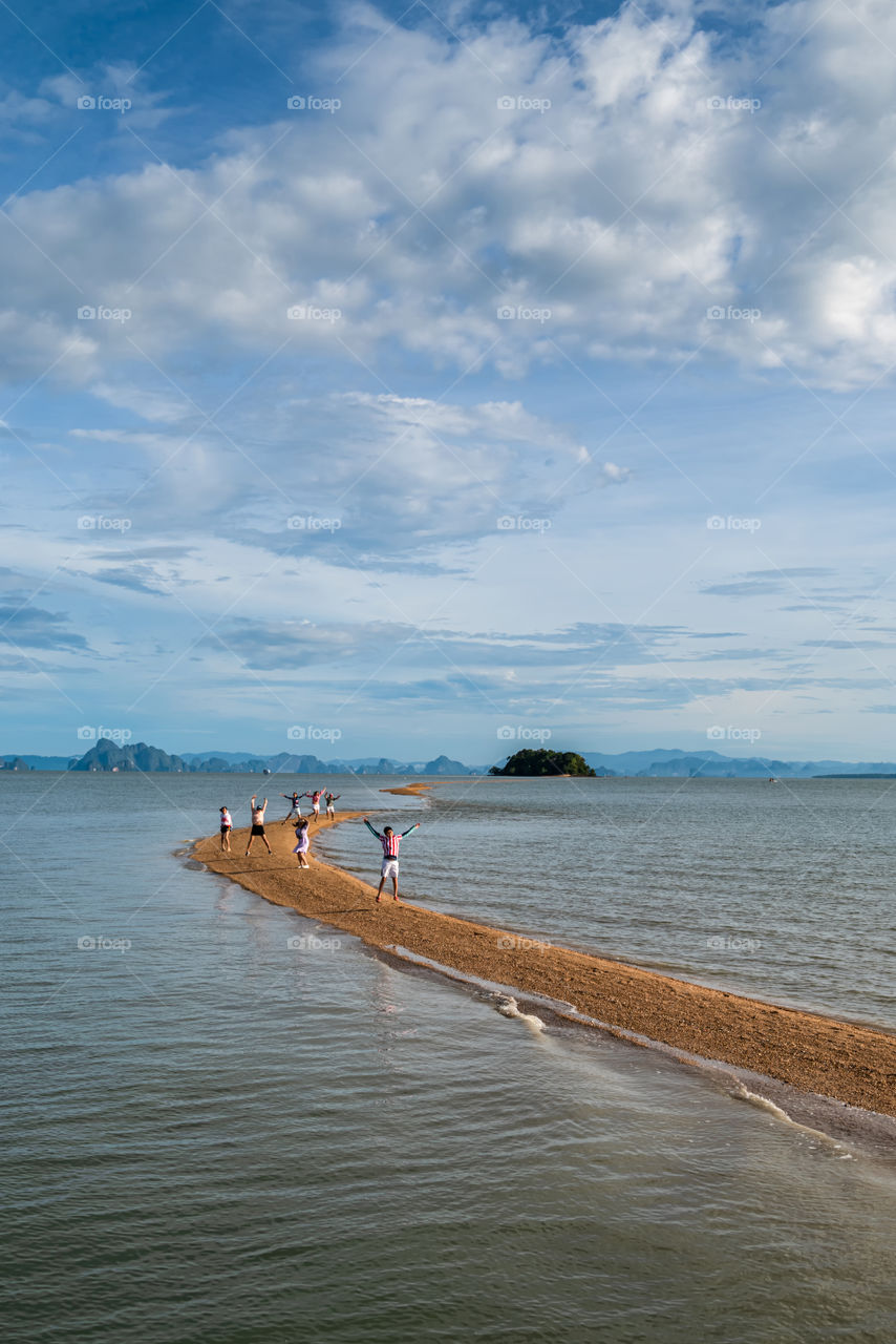 Beautiful unseen scene of long pier in sea at Thailand