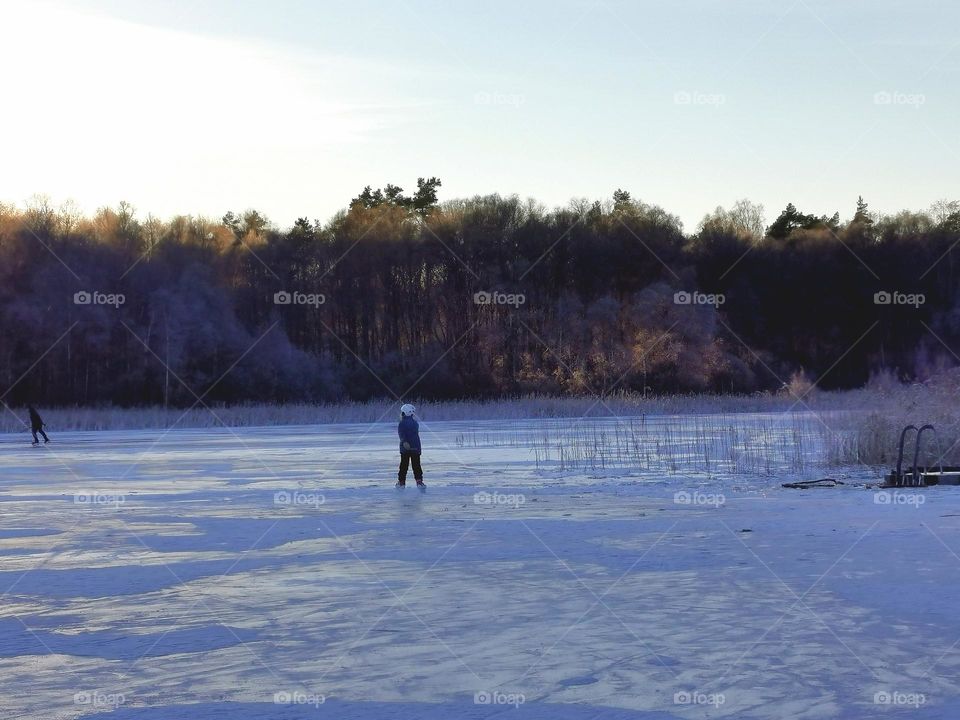 Skating at lake