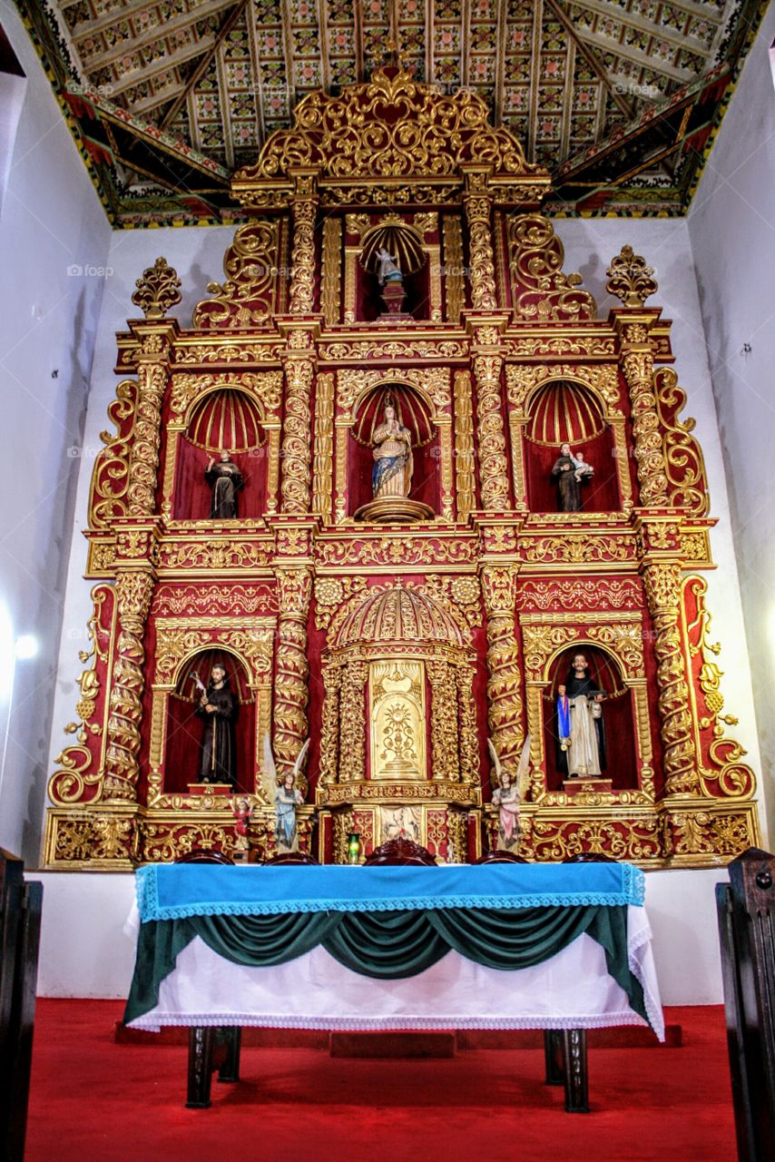 an altar Made of pure gold in spanish colonial church