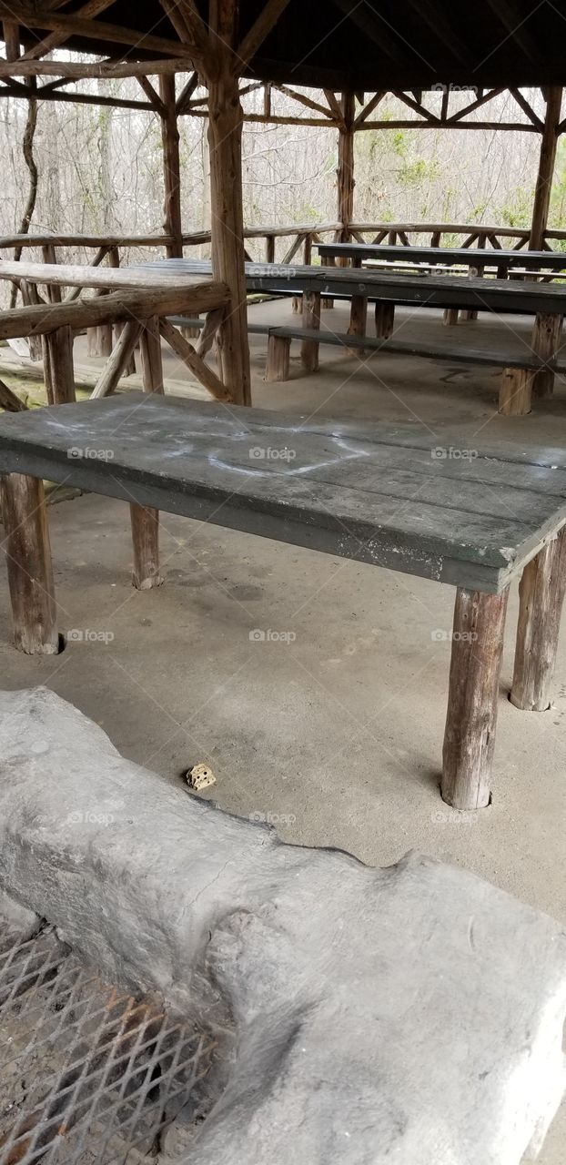 Old table in cement.