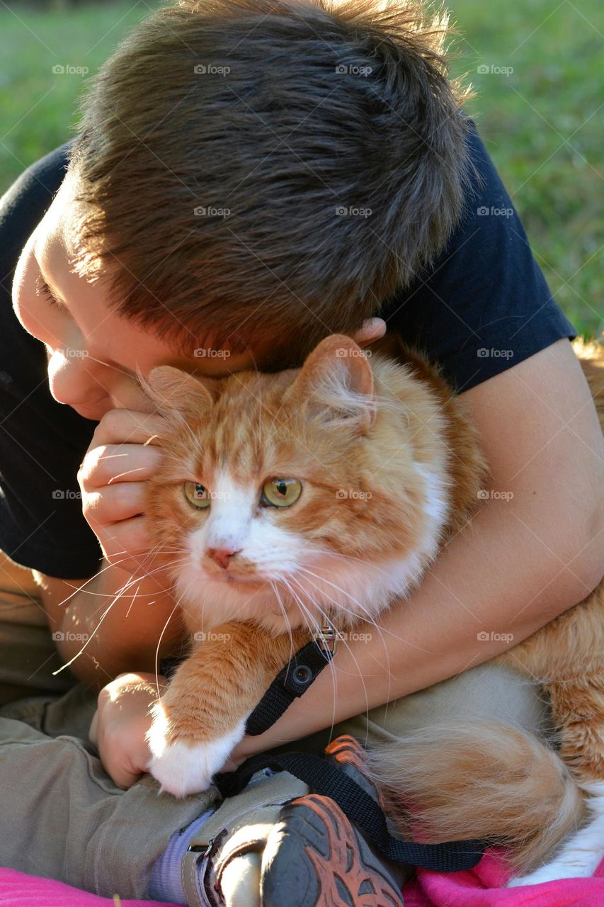 child boy and cat ♥️emotions