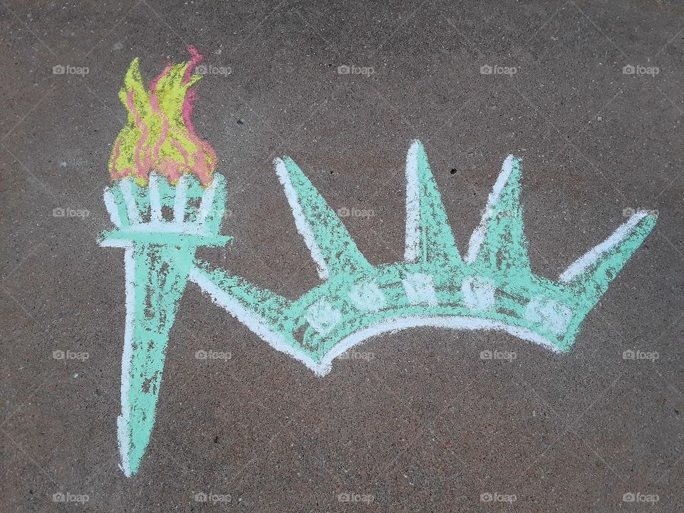 Crown and Torch Chalk Art