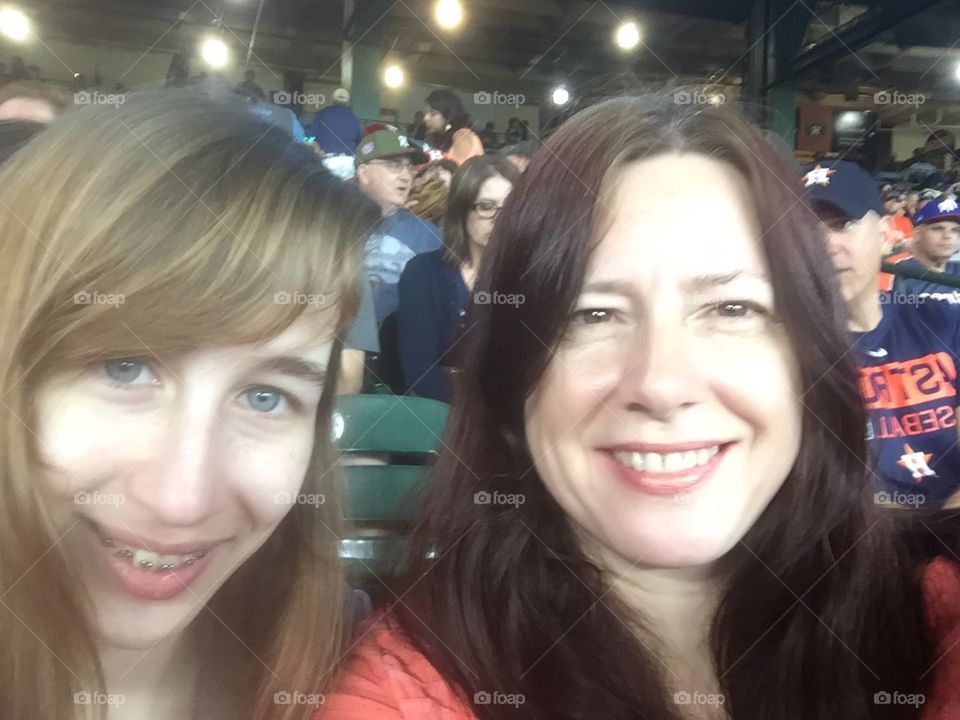 Mother and Daughter At Houston Astros Game
