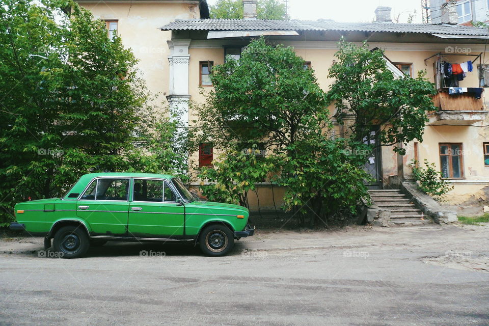 old residential two-storey house in the city of Kiev