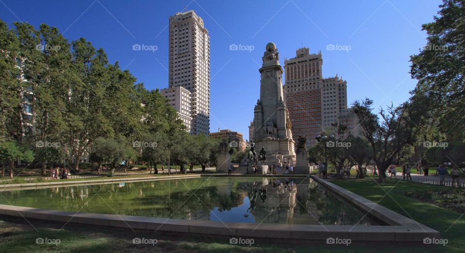 Reflection in pool Madrid Spain 
