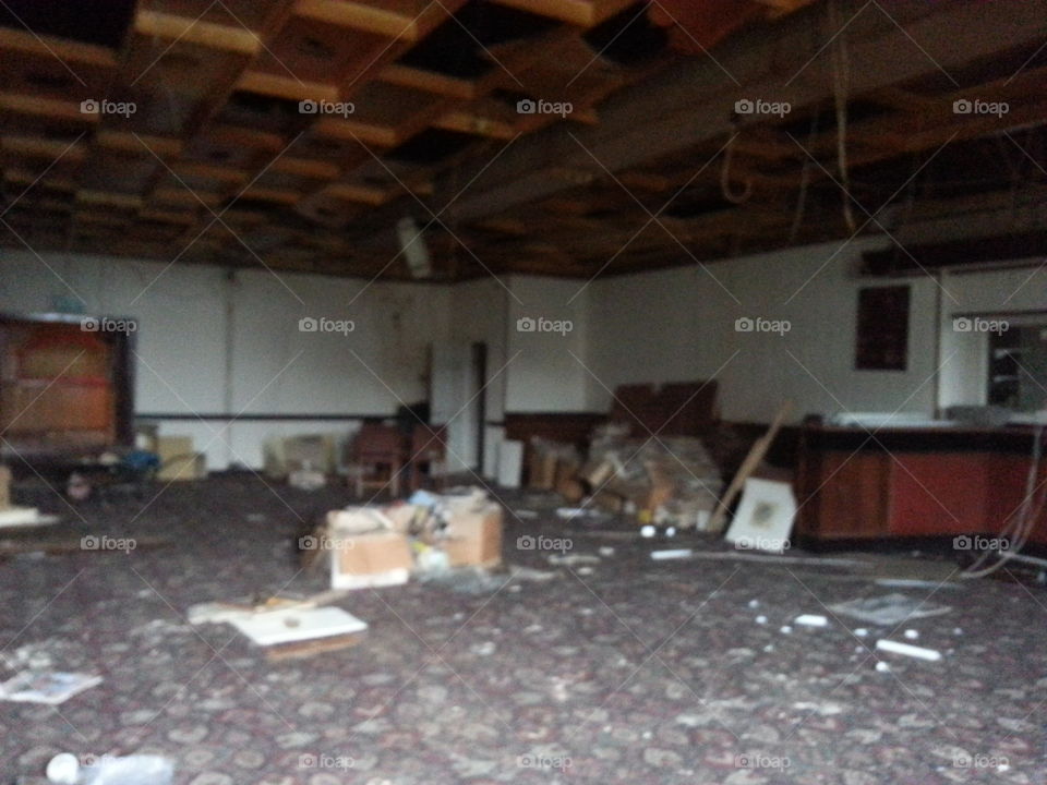 abandoned and derelict village public house family room area
