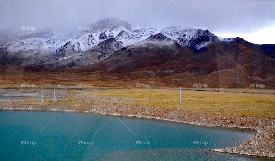 Tibetan view from the bus window 