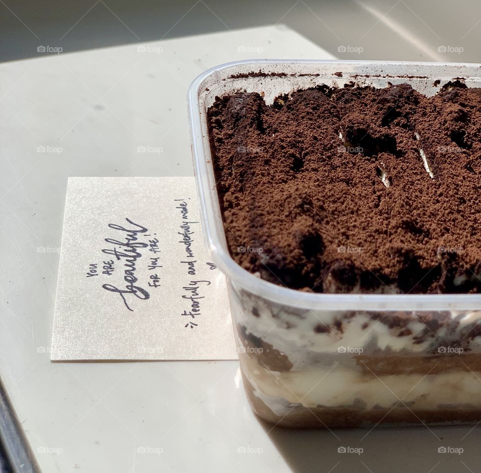 Homemade Italian dessert tiramisu handcrafted with love ~you are beautiful for you are 