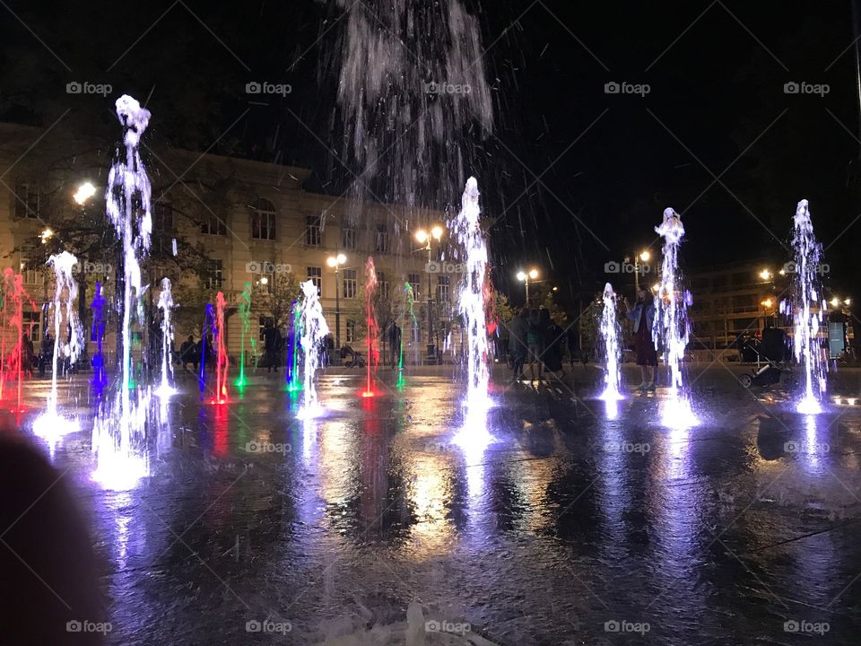 Fountain sound in the night