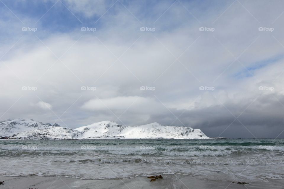 Winter storm at the sea