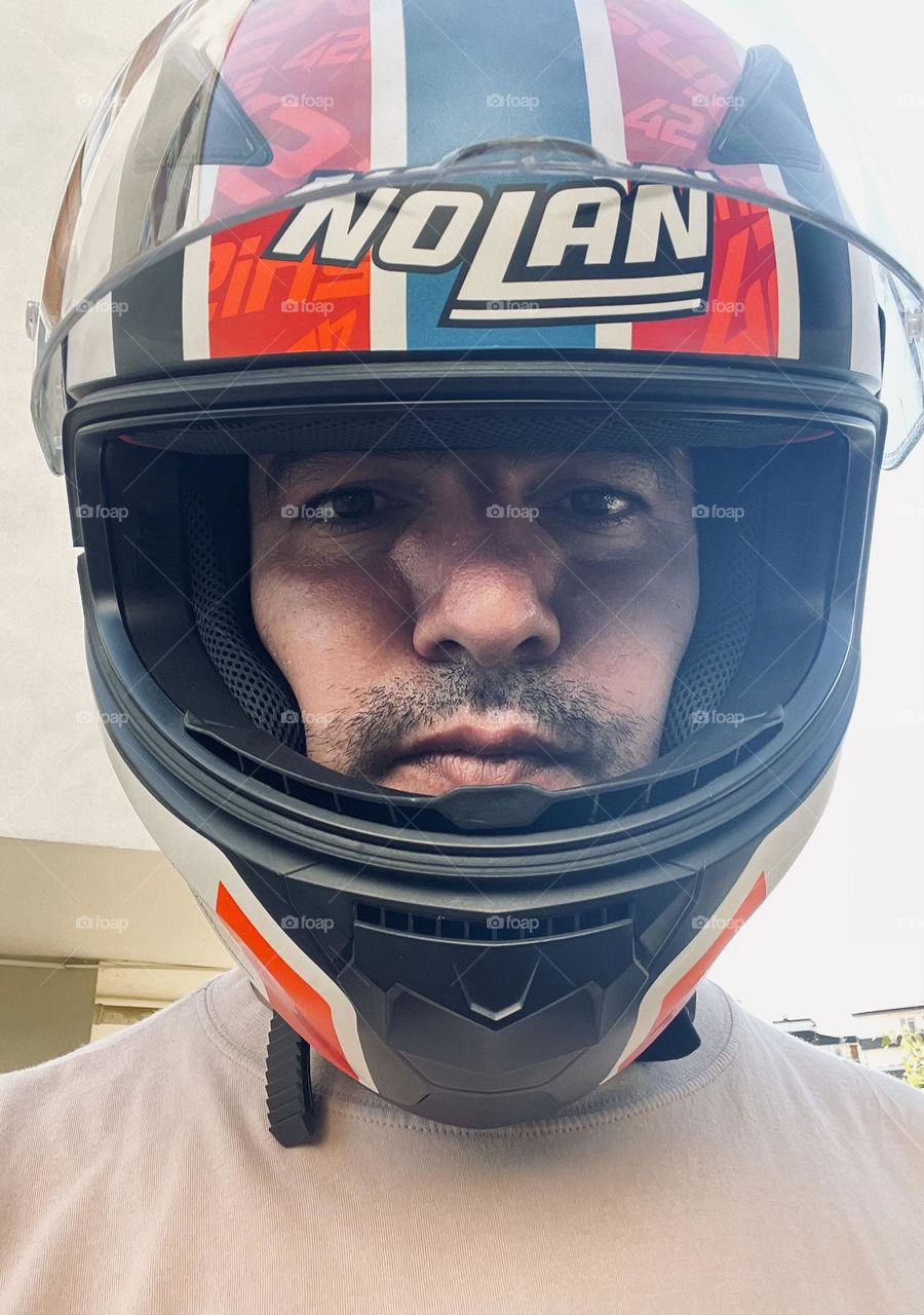 Selfie with helmet