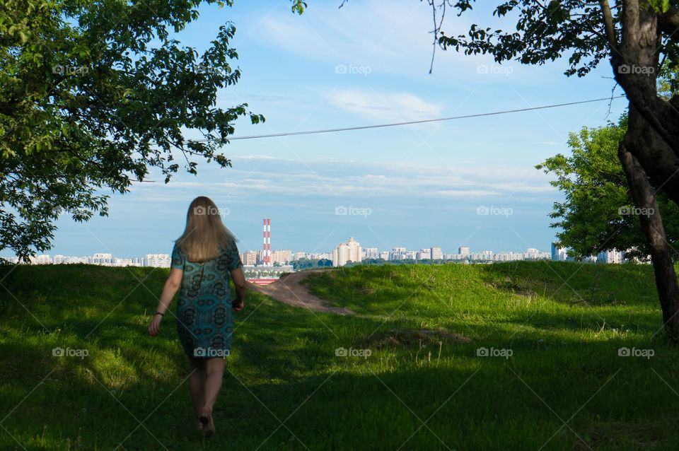 Landscape, Grass, Tree, Girl, Nature