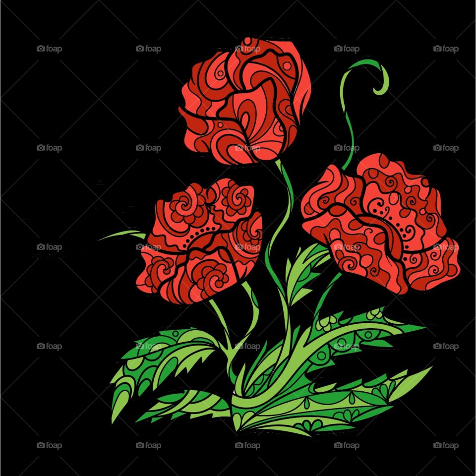 red Rose's and black background