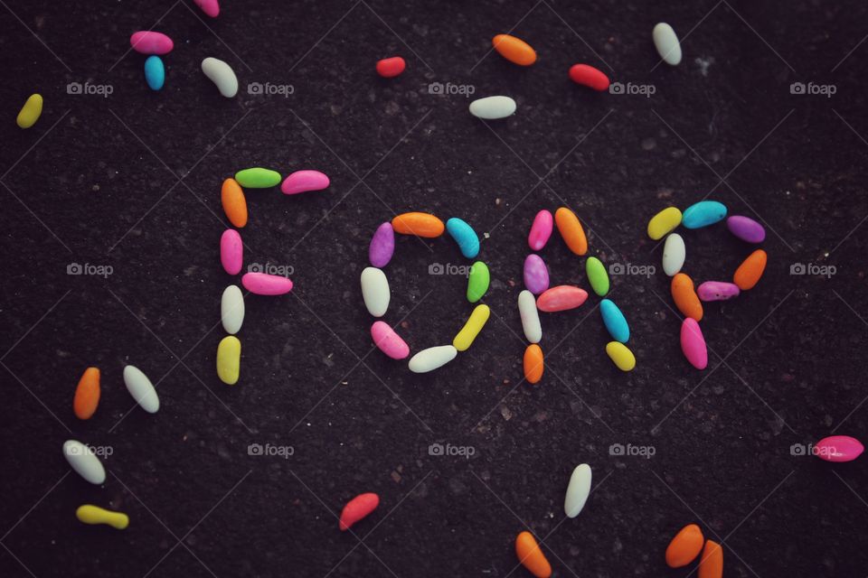 sprinkle letters word foap