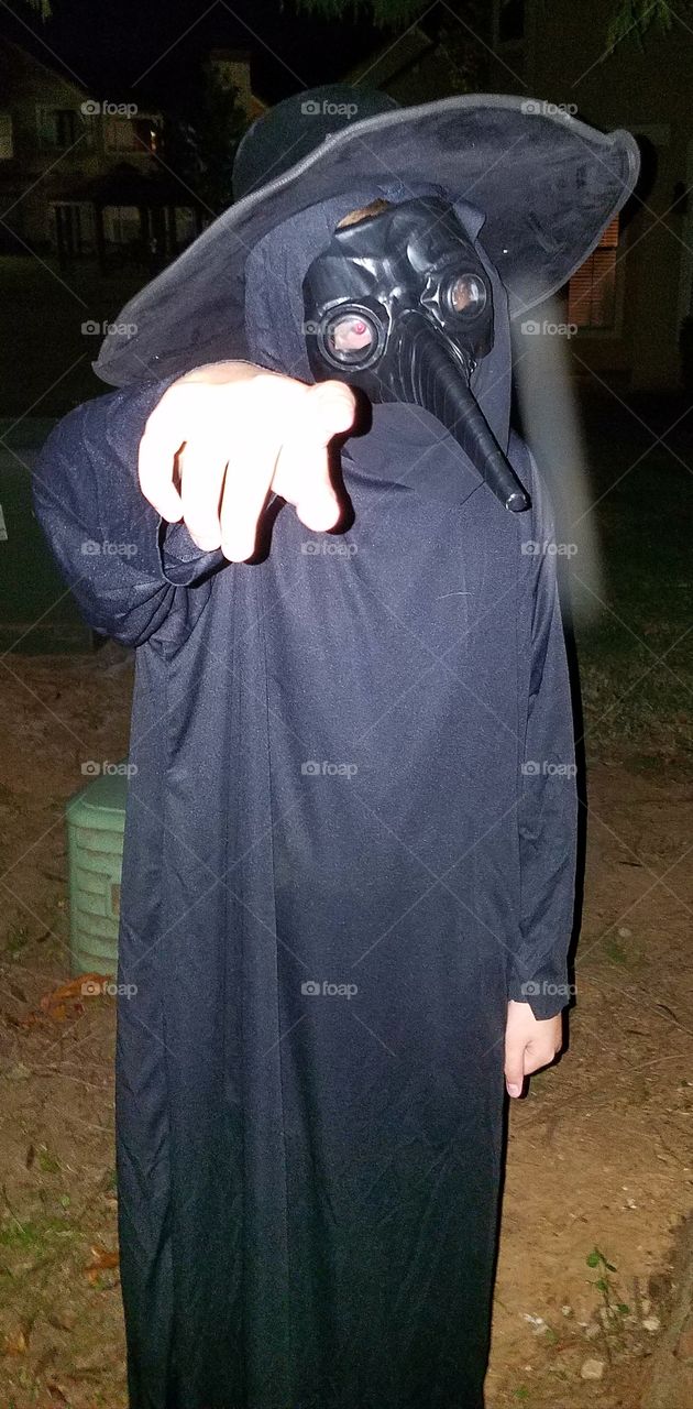 My son Eian dressed as a plague doctor for Halloween.