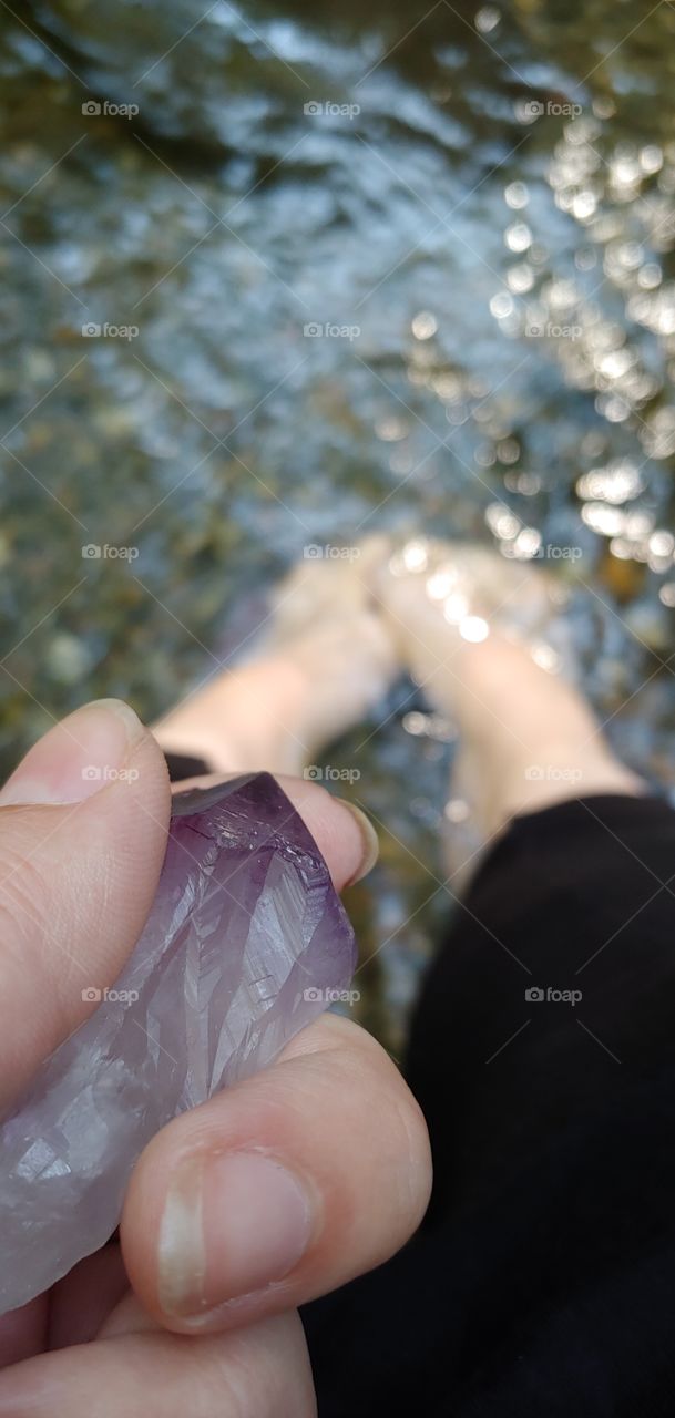healing stone and peaceful water