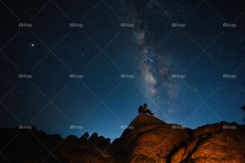 Galaxy Sky Sitting on the big stone watching the beautiful Night sky
