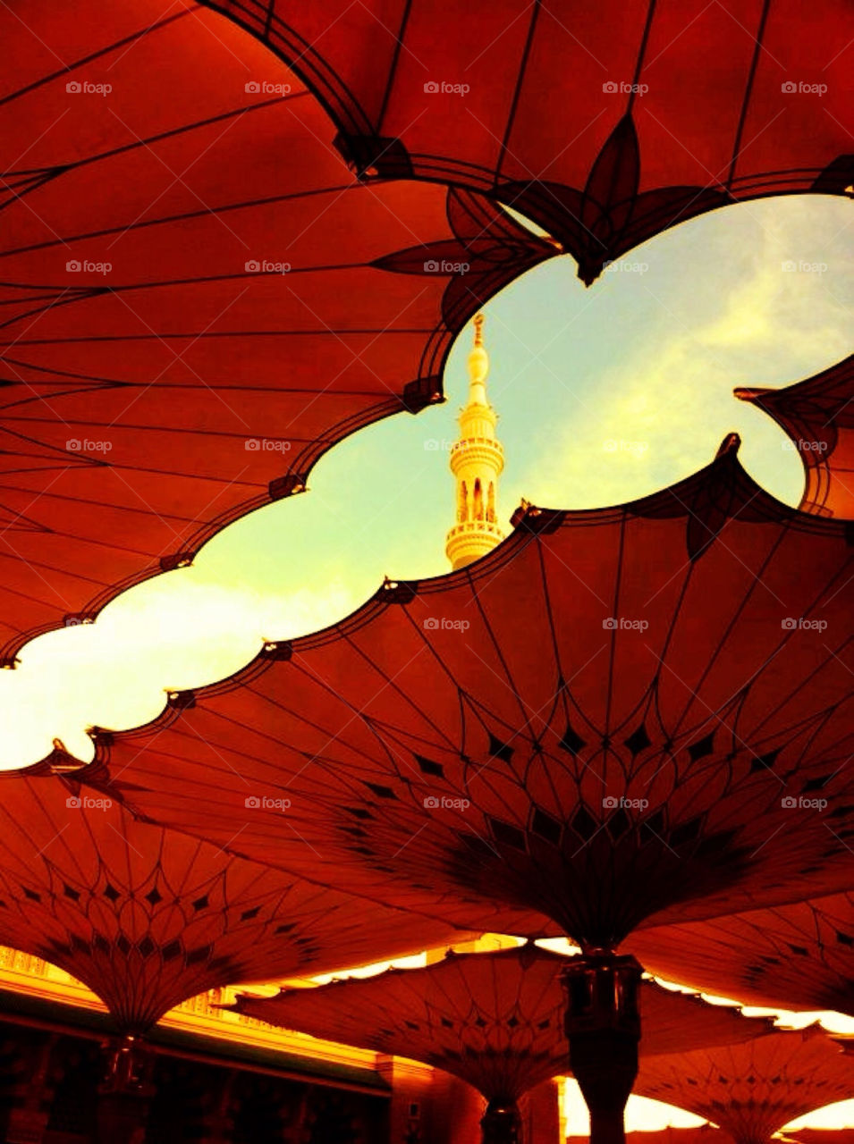 Big shades at Nabawi yard Mosque, Madinah