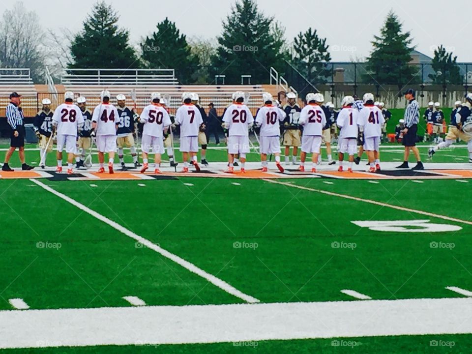 Men's Varsity lacrosse team starting line up college