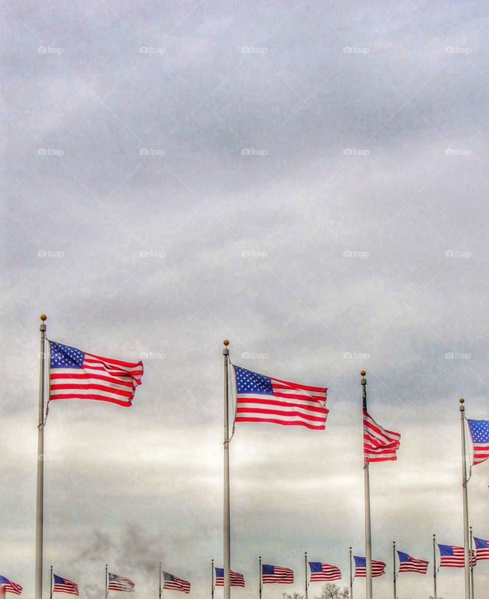 Flags at World War II Memorial - Washington DC 