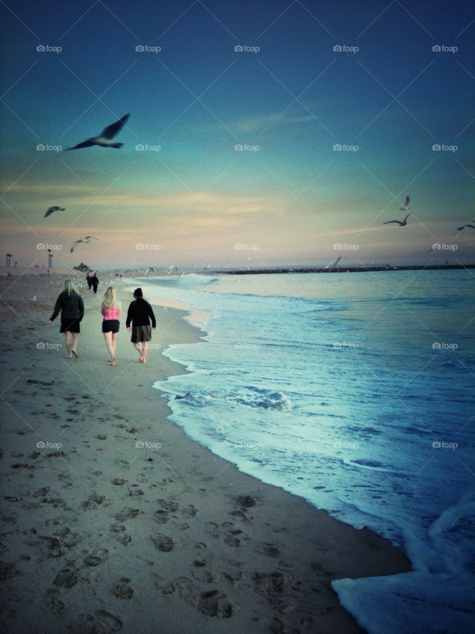 beach ocean sky people by analia